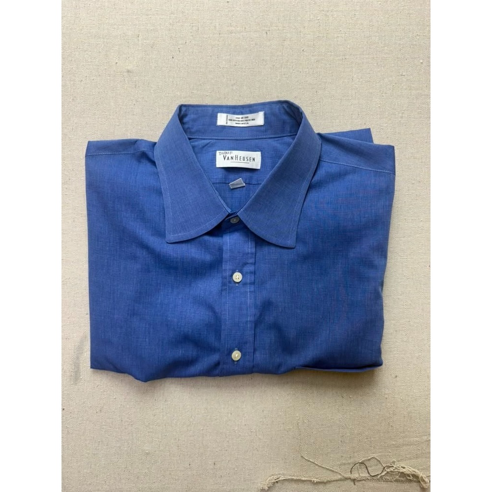 Van Heusen Men's Blue Long Sleeve Button-Up Dress Shirt [A94]
